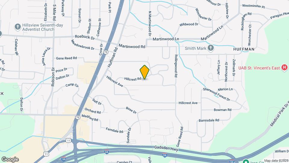 855 Hillcrest Rd Map and Location Details