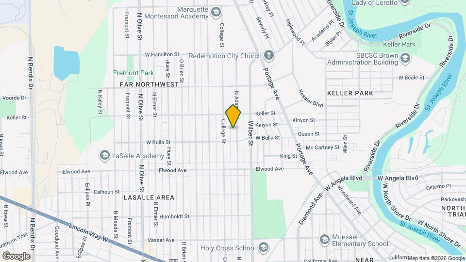 1621 N Adams St Map and Location Details