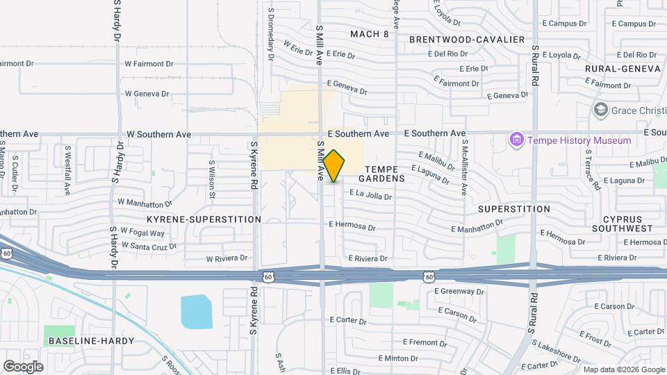 3725 S Mill Ave, Unit Tempe Condo Mapa y Detalles de la Ubicación