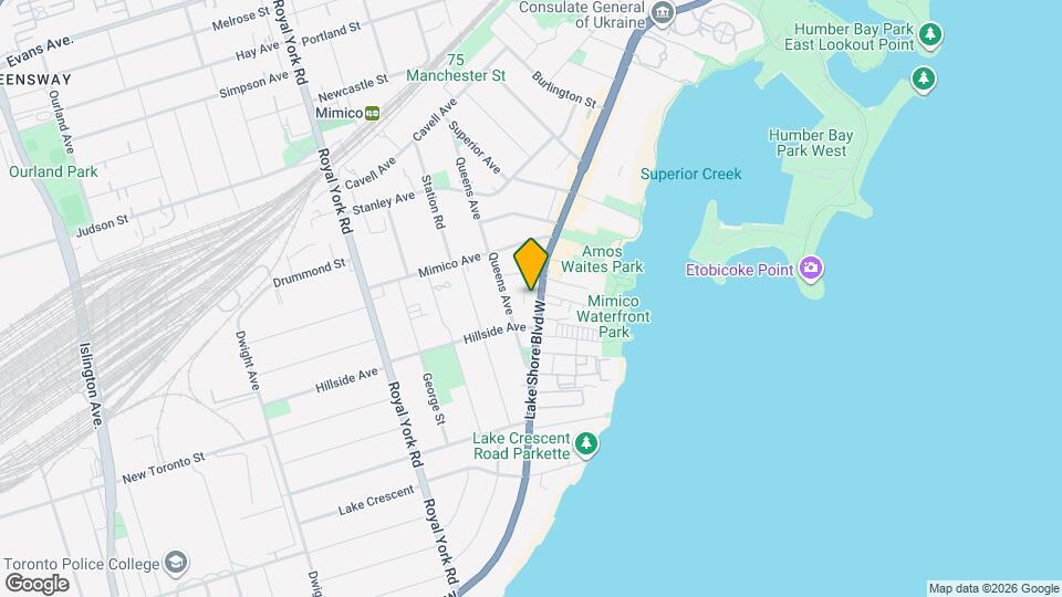 2508 Lake Shore Blvd W, Unit D Map and Location Details