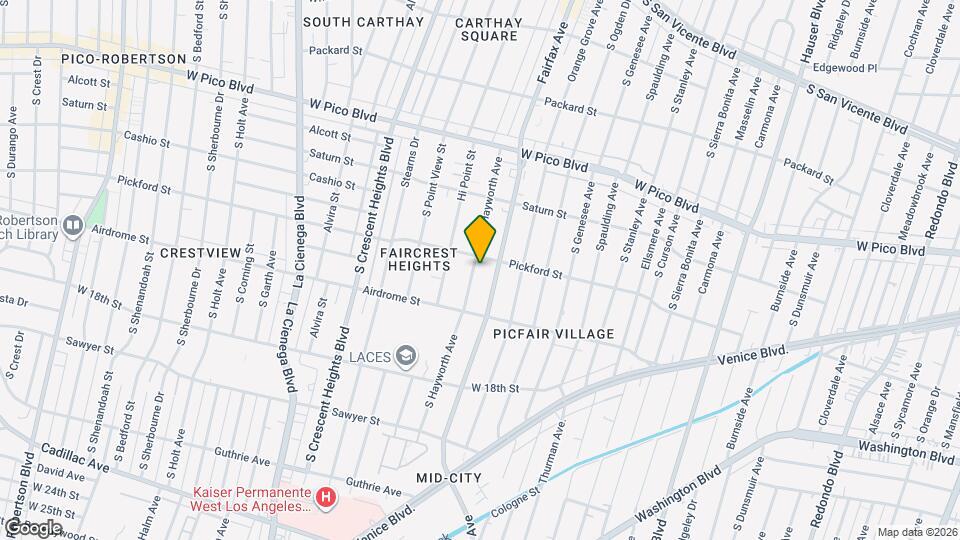 1610 S Hayworth Ave Mapa y Detalles de la Ubicación