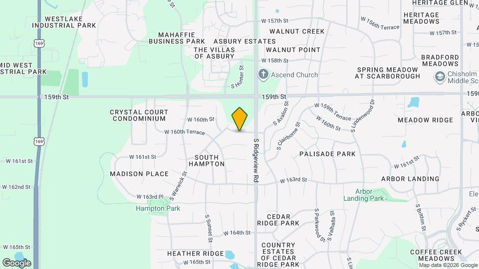 18443 W 160th Terrace Map and Location Details