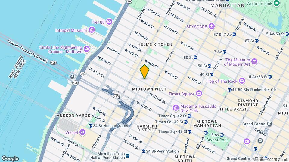 433 West 43rd Street Mapa y Detalles de la Ubicación