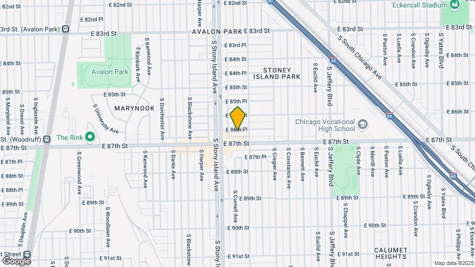 1637 E 86th Pl Map and Location Details