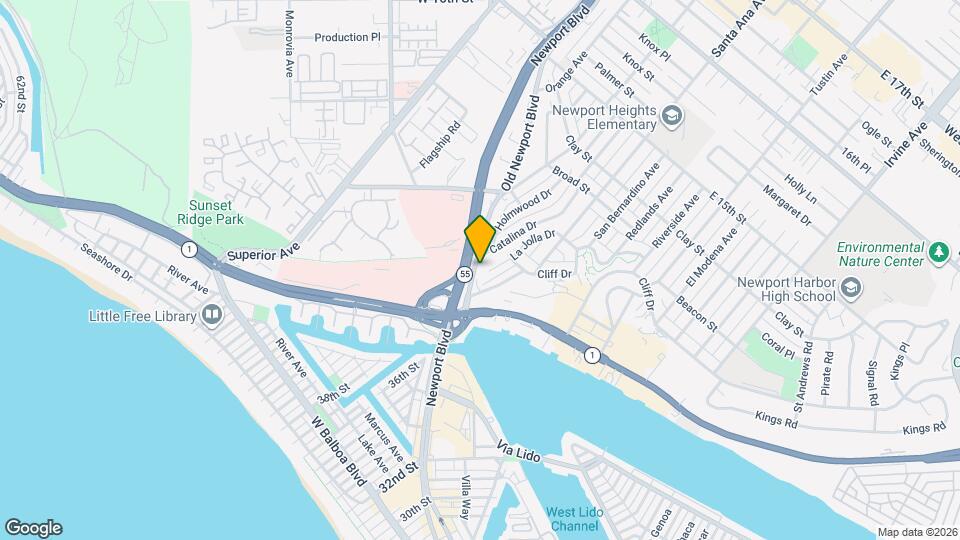 222 Old Newport Blvd Map and Location Details