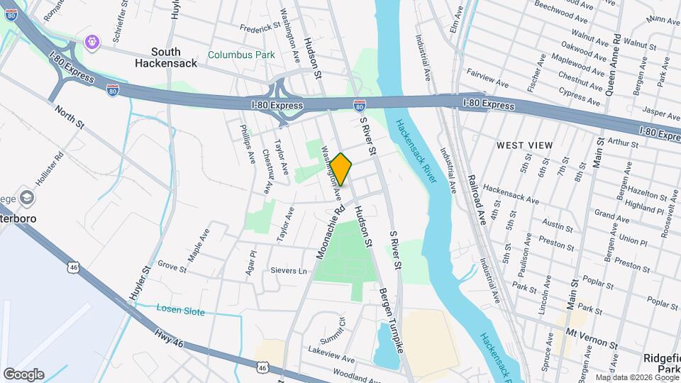 480 Washington Ave, Unit 4 bed 1.5 bath unit in Hackensack NJ Map and Location Details