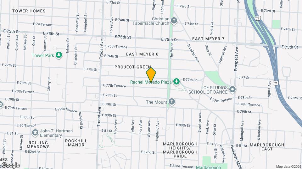 1600 E 77th Terrace Map and Location Details