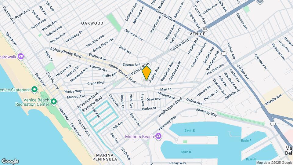 2100 Abbot Kinney Blvd Mapa y Detalles de la Ubicación