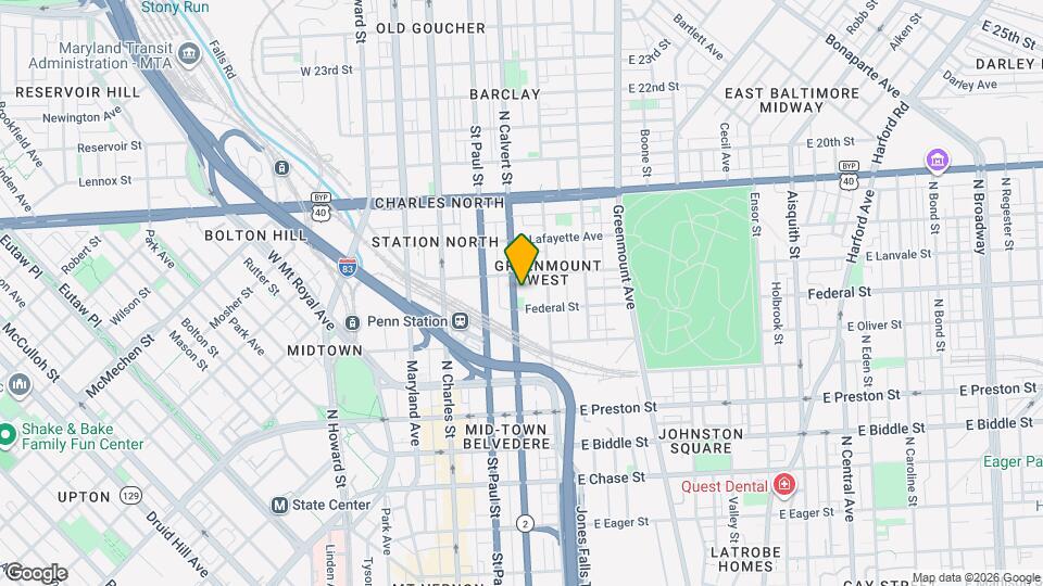 1621 N Calvert St Map and Location Details