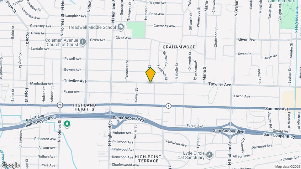 3655 Tutwiler Ave Map and Location Details