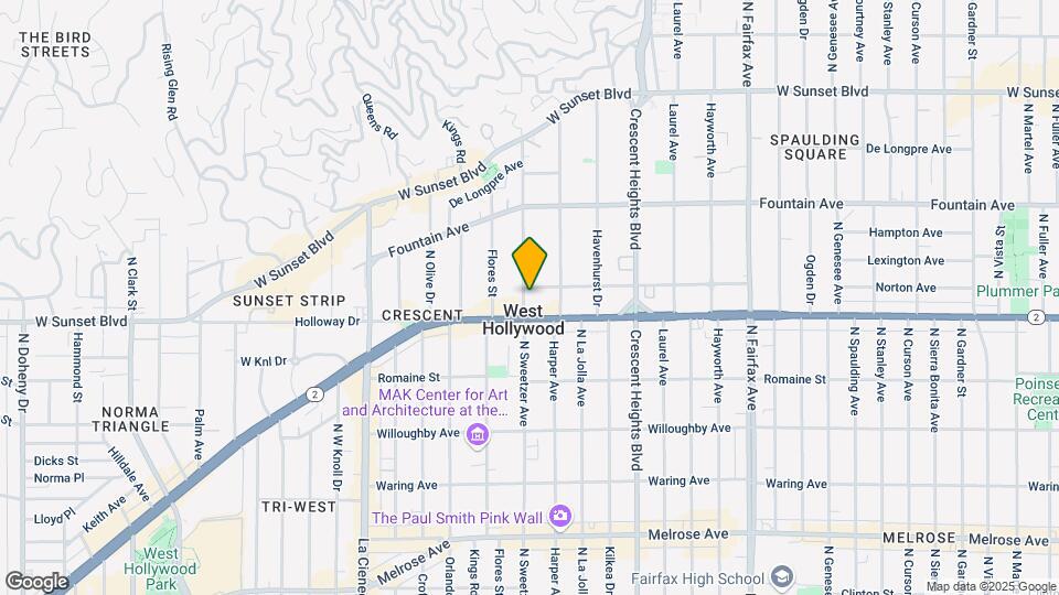 1114 N Sweetzer Ave, Unit #A Map and Location Details