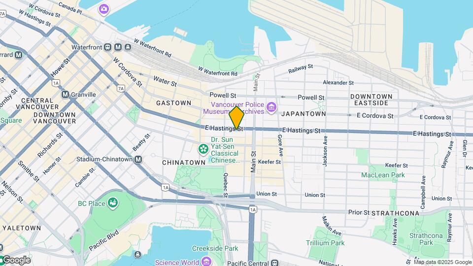138 E Hastings St Map and Location Details