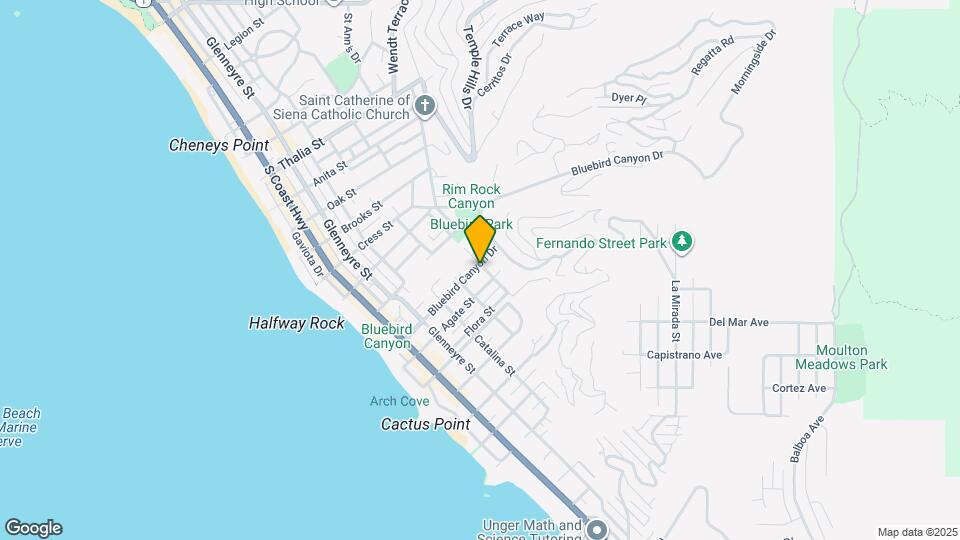 595 Bluebird Canyon Dr Map and Location Details