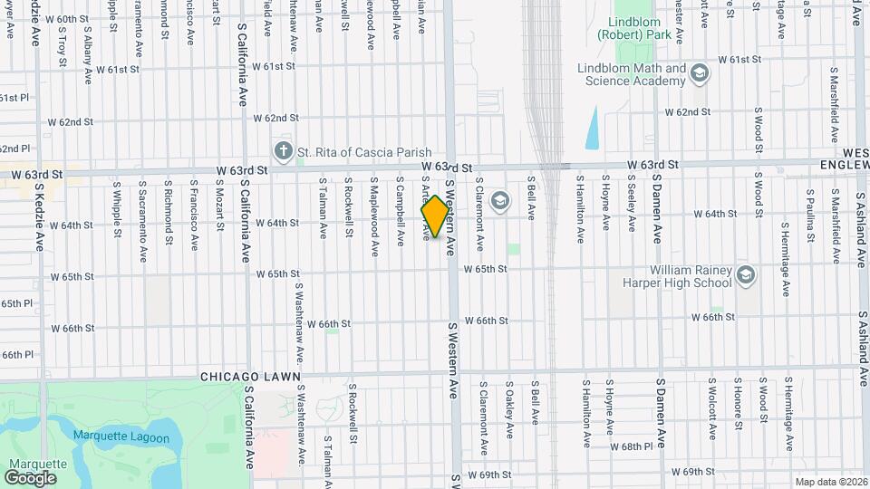 6431 S Artesian Ave Map and Location Details