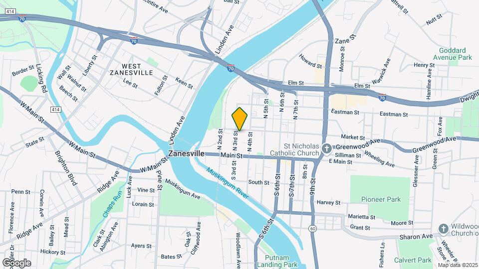 Zanesville Historical Map and Location Details