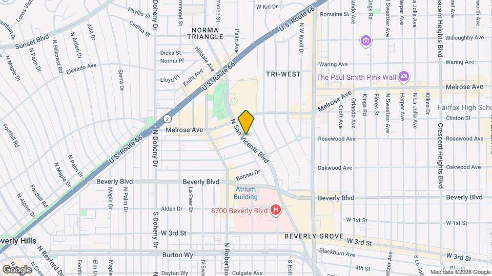 502 N San Vicente Blvd, Unit 3 Map and Location Details