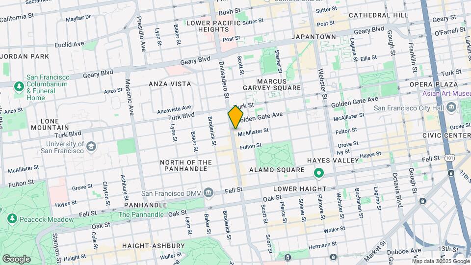 1598 McAllister St Mapa y Detalles de la Ubicación