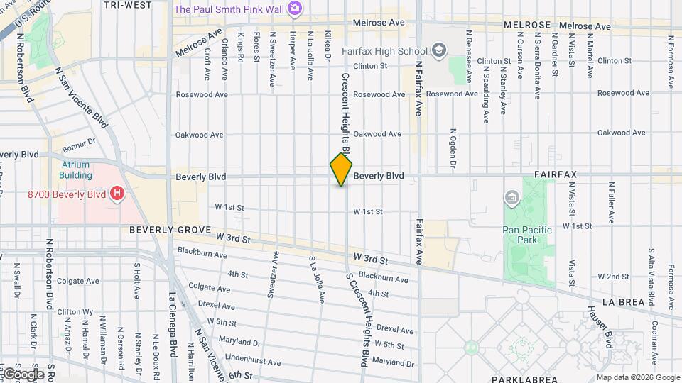 129 N Crescent Heights Blvd Map and Location Details