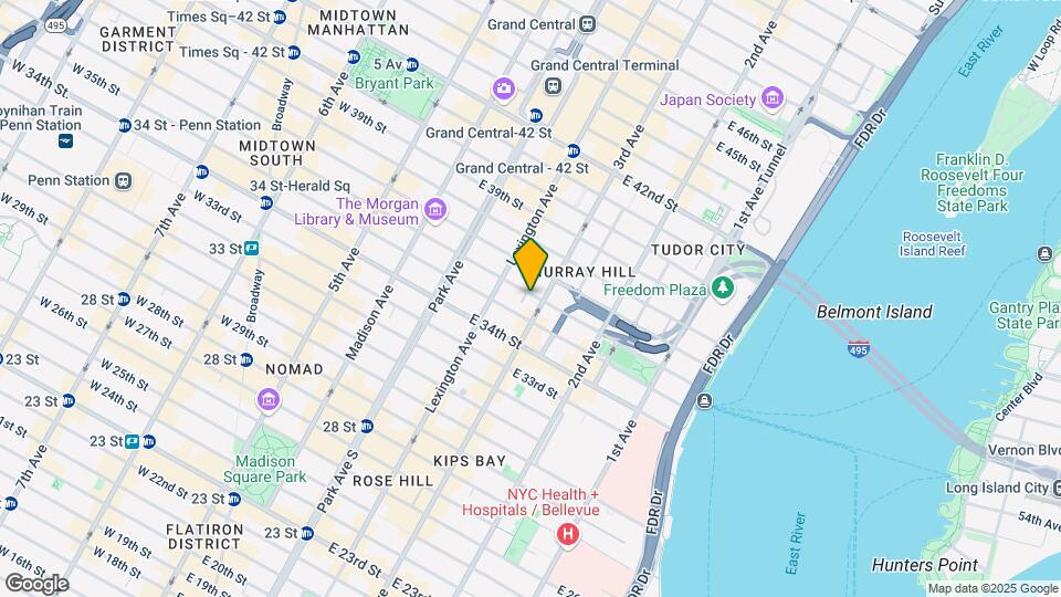 160 E 36th St Map and Location Details
