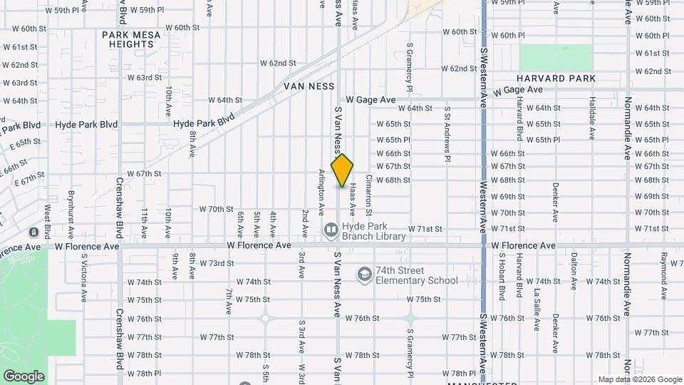 6820 S Van Ness Ave Map and Location Details