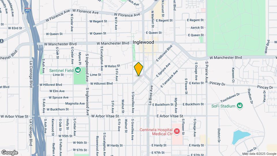 117-123 E Hillcrest Blvd Mapa y Detalles de la Ubicación