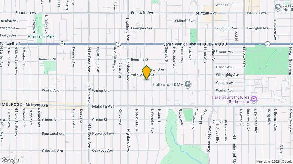 832 N Las Palmas Ave Map and Location Details