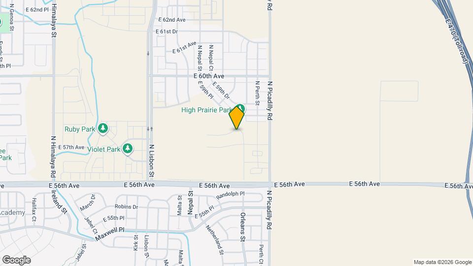 21470 E 58th Ave Map and Location Details