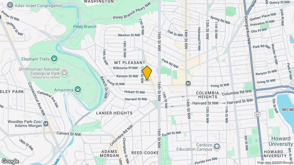 1629 Irving St NW, Unit B Map and Location Details