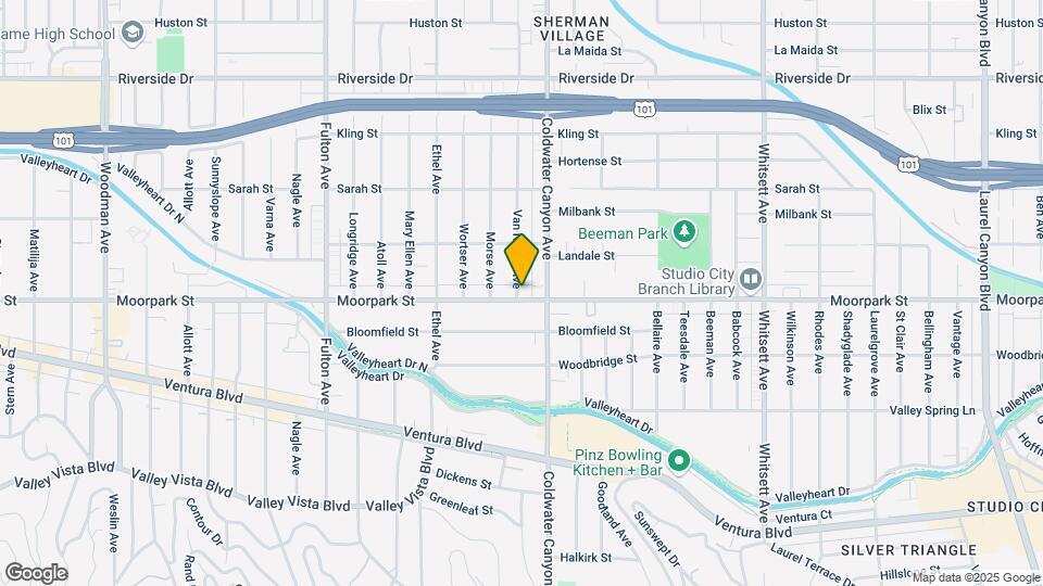 12929 Moorpark St Map and Location Details