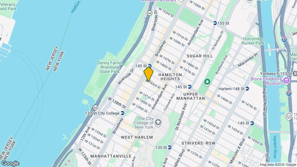 524 W 143rd St, Unit Hamilton Heights Hideaway Mapa y Detalles de la Ubicación