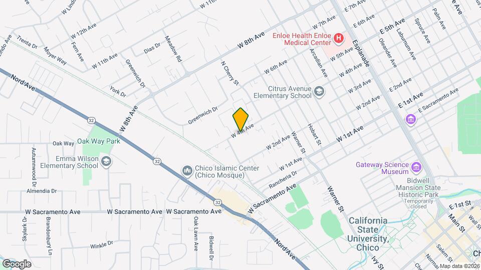 833 W 4th Ave Map and Location Details