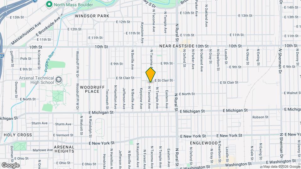 Completely Renovated 3BR/1BA Townhome located close to downtown Indy. Mapa y Detalles de la Ubicación