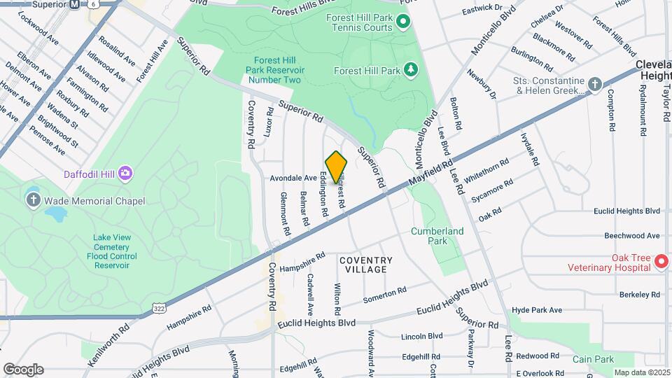 1642 Hillcrest Rd Map and Location Details