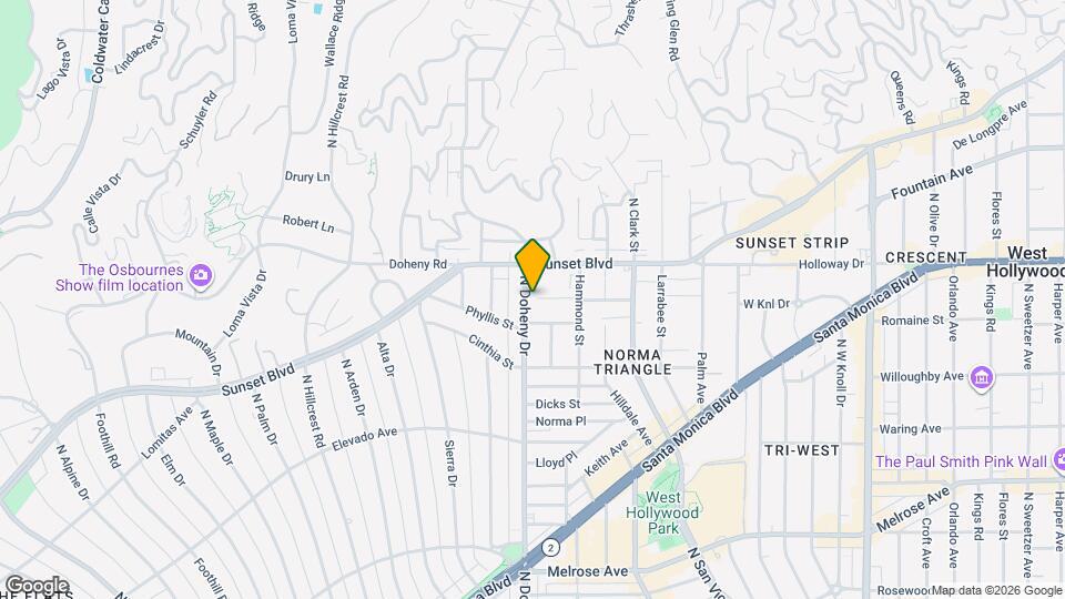 1000 N Doheny Dr, Unit 106 Mapa y Detalles de la Ubicación