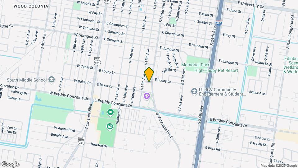 1213 S Veterans Blvd Map and Location Details