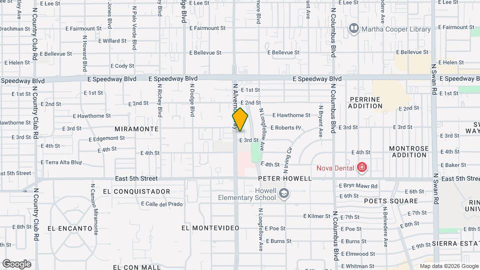 814 N Alvernon Way Map and Location Details