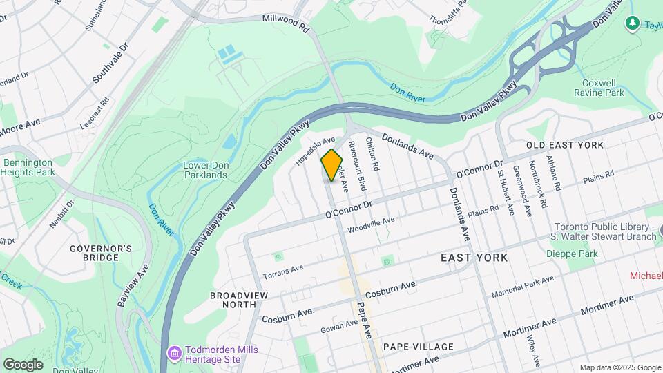 1291 Pape Ave Map and Location Details