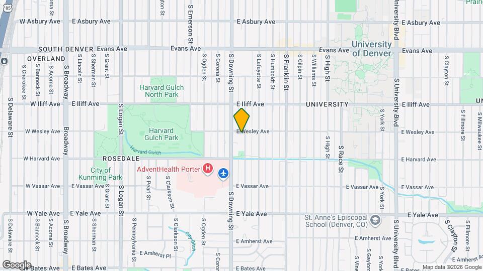 2417 S Marion St, Unit Downstairs Map and Location Details