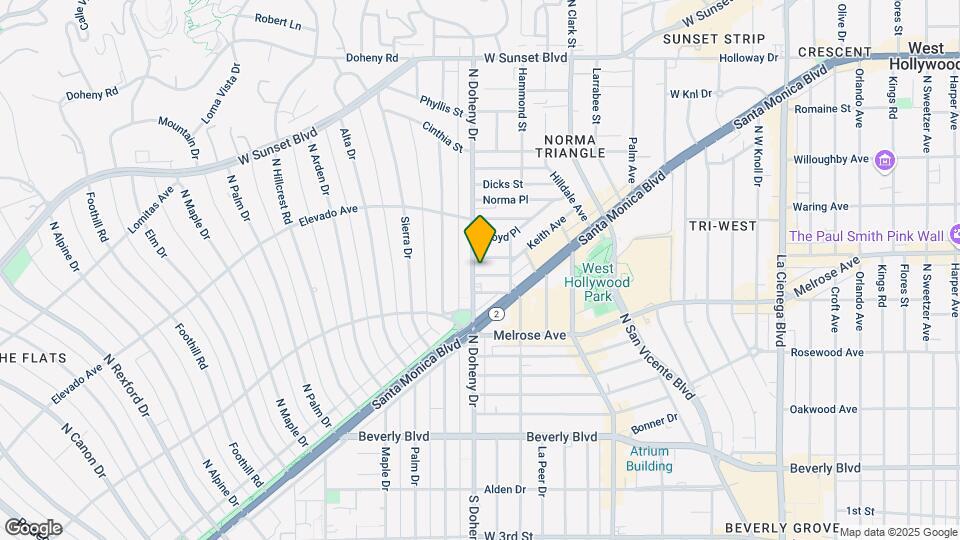 The Harland West Hollywood Mapa y Detalles de la Ubicación