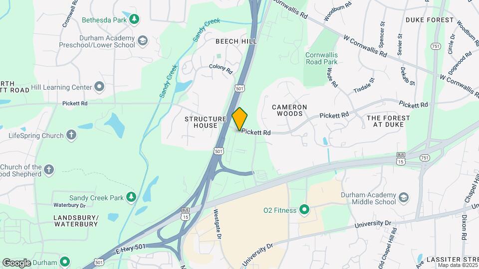 Vintage Durham Mapa y Detalles de la Ubicación