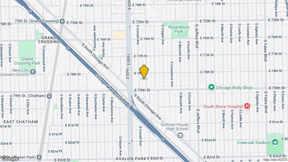 7826 S East End Ave Map and Location Details