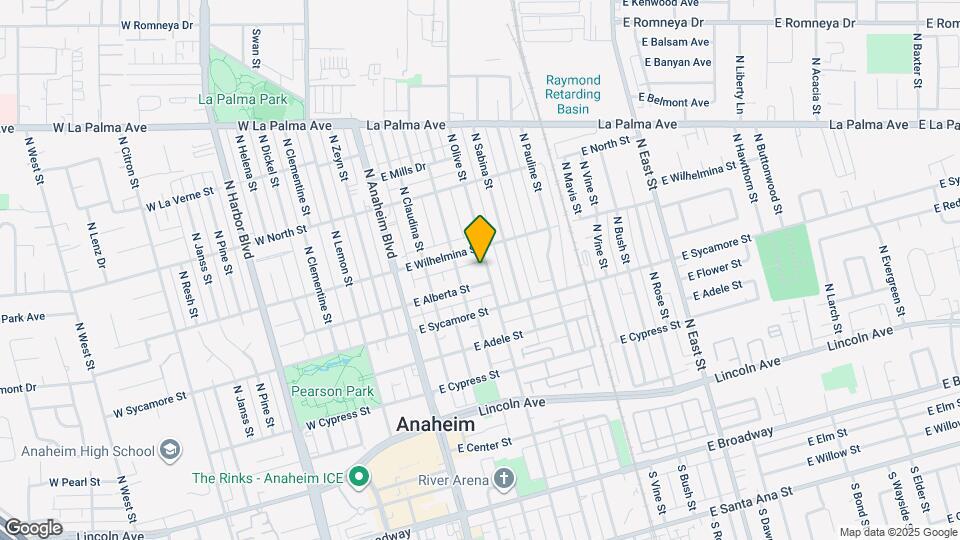 611 N Olive St Map and Location Details