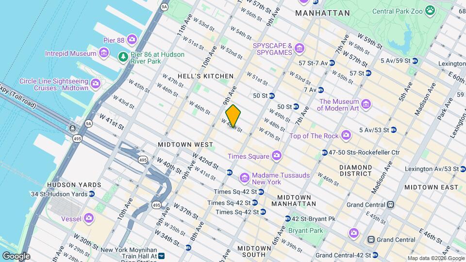 334 W 46th St, Unit 3F Mapa y Detalles de la Ubicación