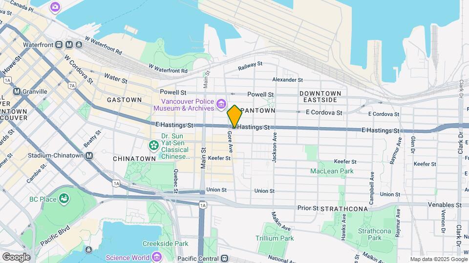320 East Hastings Map and Location Details