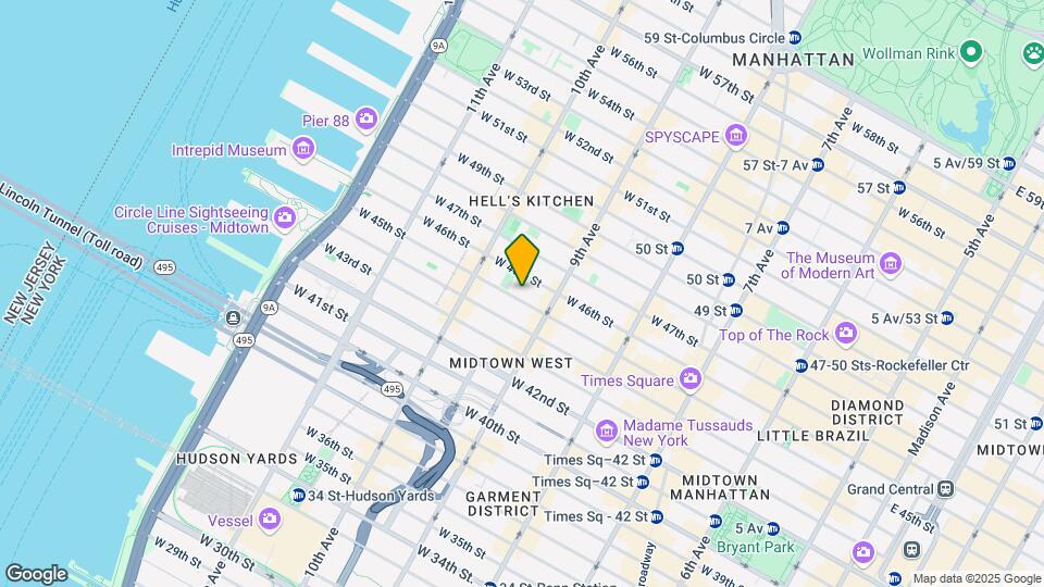 423 W 45th St Mapa y Detalles de la Ubicación