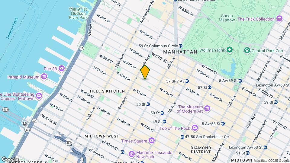 340 W 53rd St, Unit 11A Map and Location Details