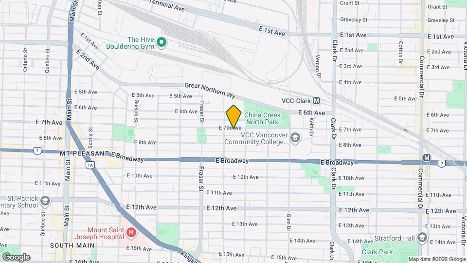 830 E 7th Ave Map and Location Details