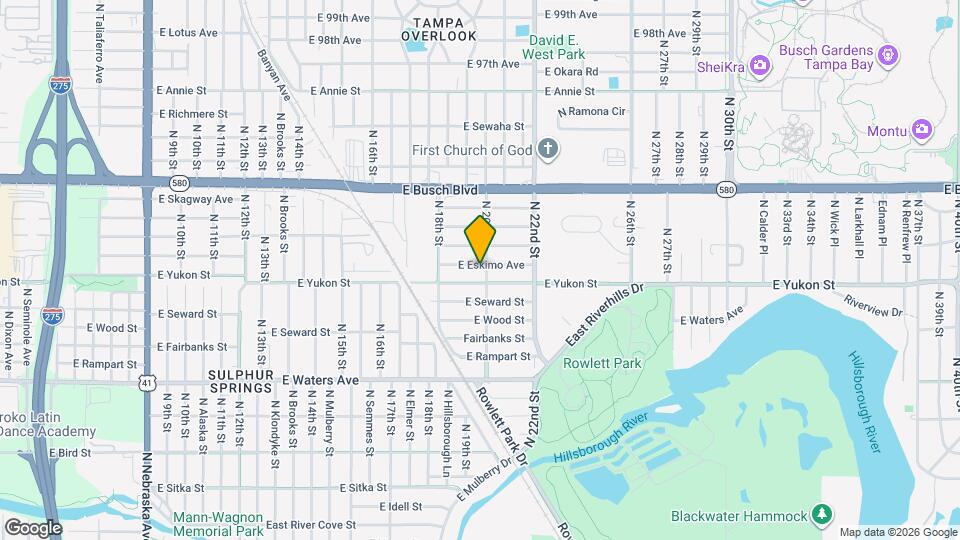 1821 E Eskimo Ave Map and Location Details