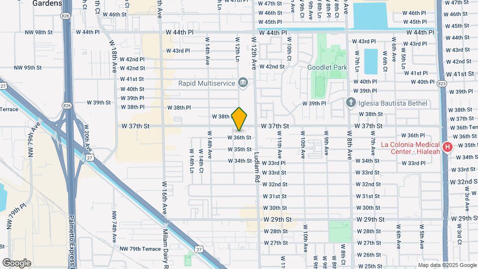 1275 W 36th St Mapa y Detalles de la Ubicación