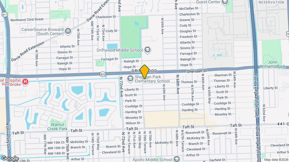 2311 N 70th Ter, Unit Efficiency in Hollywood Mapa y Detalles de la Ubicación